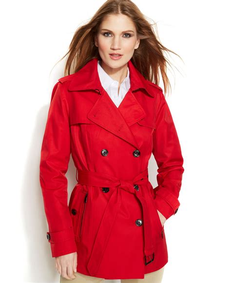 trenchcoat rot michael kors|michael kors belted trench coats.